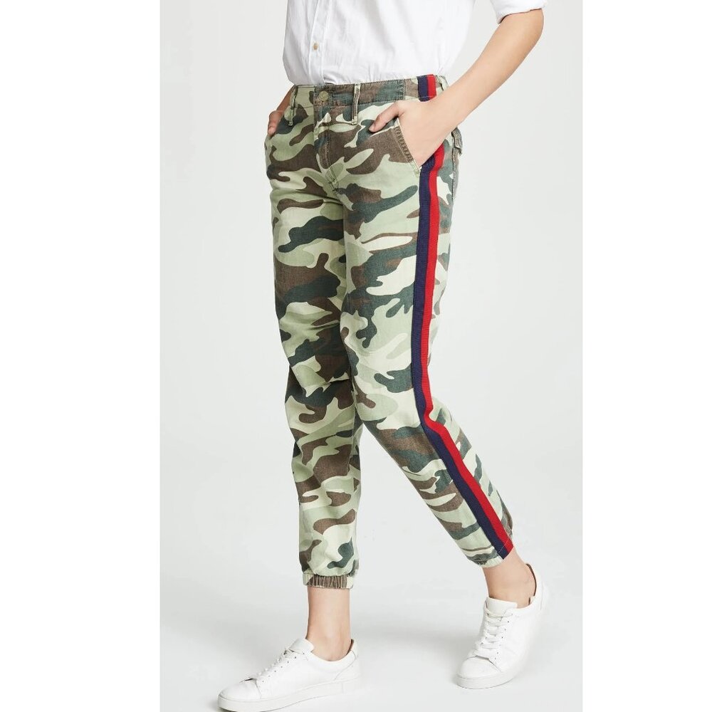 Mother No Zip Misfit Double Time Camo Pink Blue Stripe Elastic Waist Joggers